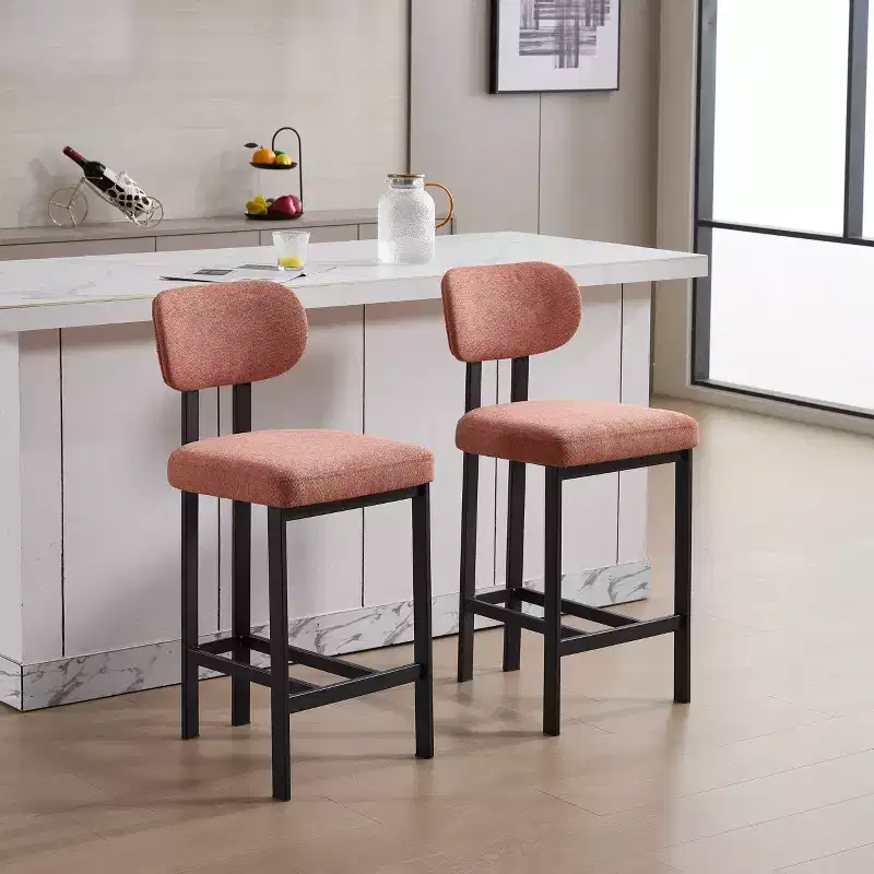 Upholstered Boucle Dining Chairs Set of 2 – Multiple Colors, Metal Legs