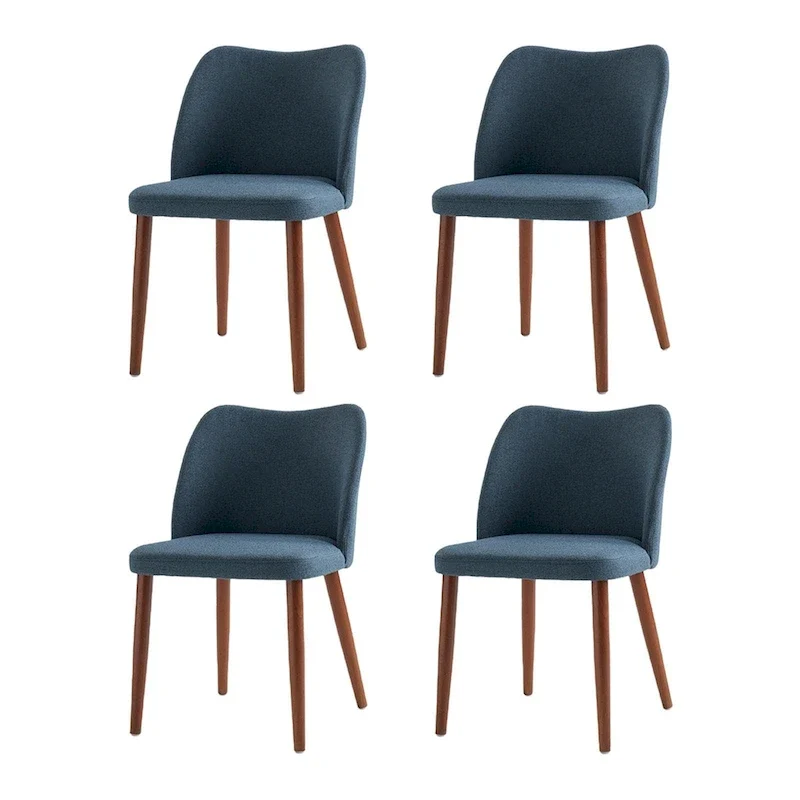 Solid Wood Dining Chair Set of 4 with Curved Backrest