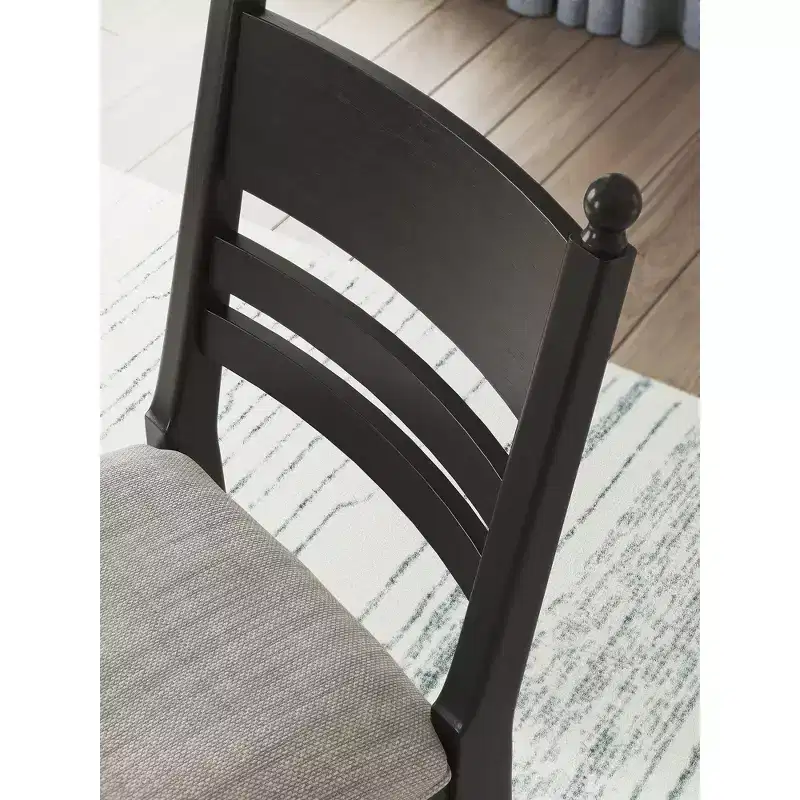 Signature Design by Ashley Chadworth Counter Height Upholstered Barstools, Set of 2, Black Wood Frame with Gray Foam Cushioned Seat