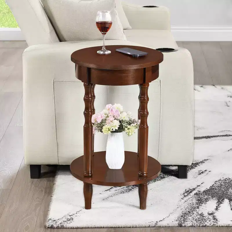 Breighton Home Classic Accents Brandi Oval End Table with Shelf in Espresso