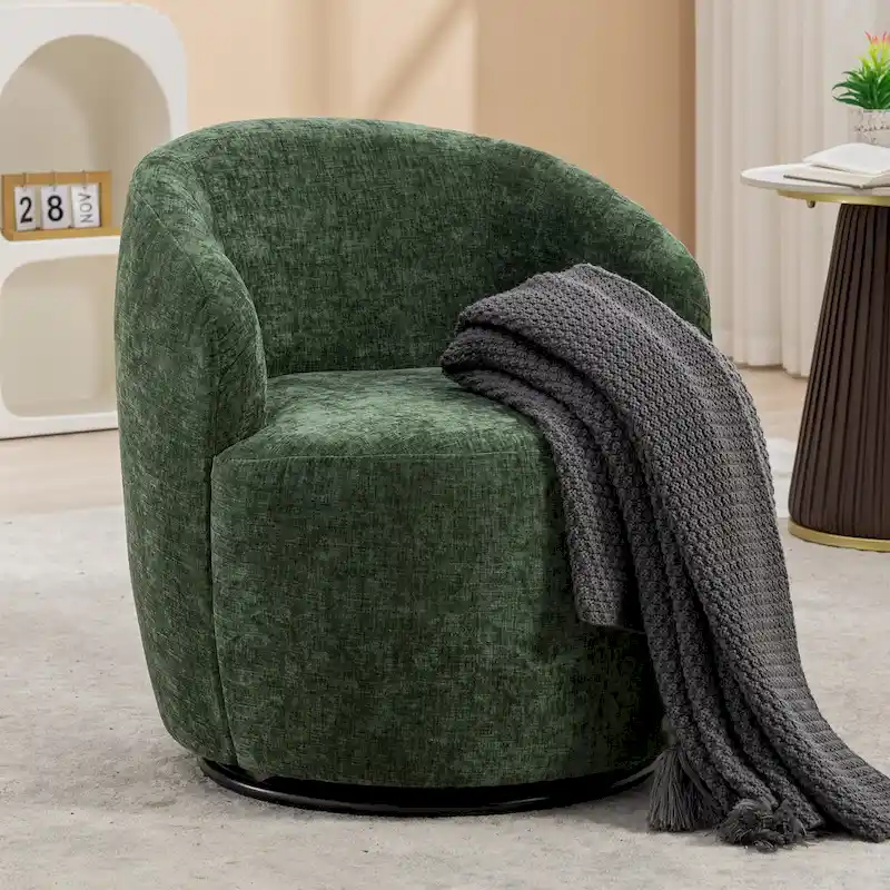 25.6 Swivel Barrel Chair with Black Coating