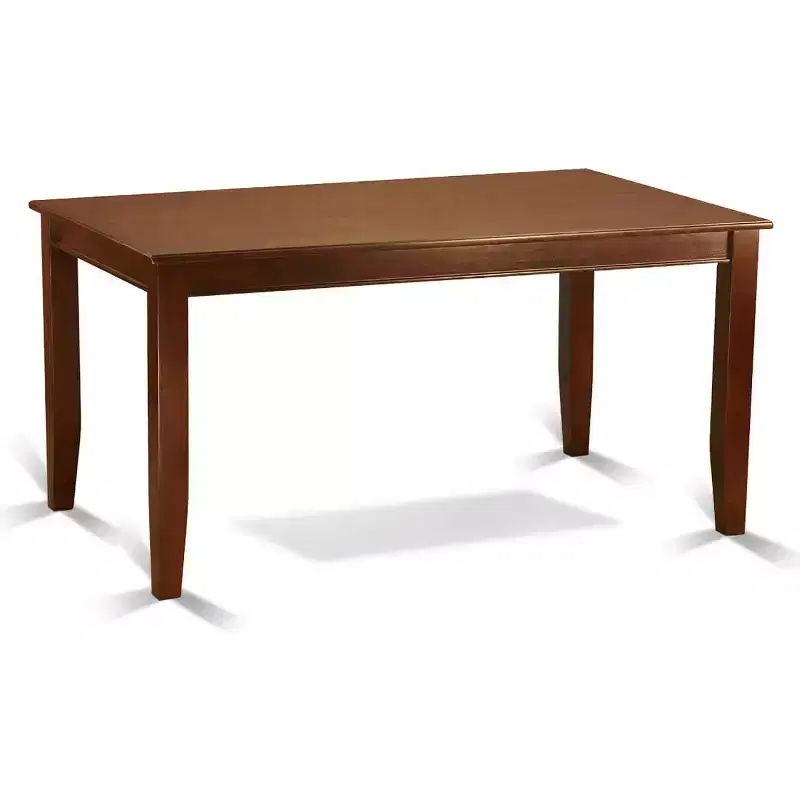 HomeStock 7 Piece Kitchen Table Set Mahogany Linen Fabric Parsons Chairs