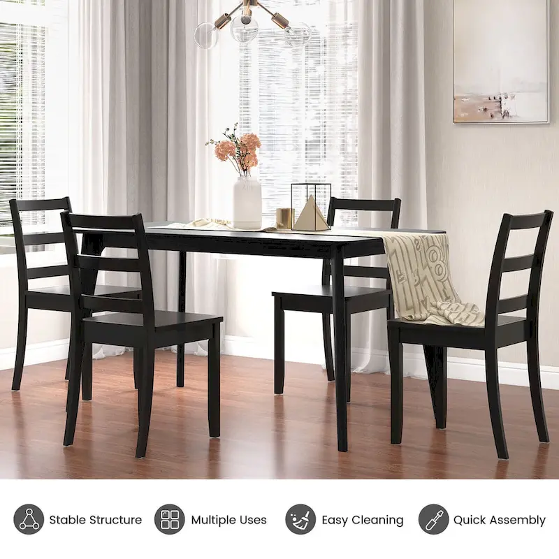 Gymax Set of 4 Dining Chairs Ladder Back Armless Side Chair w/ Solid
