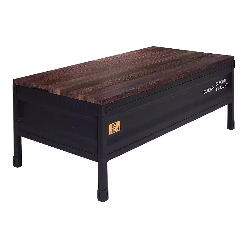 Stradone Lift Top Coffee Table Black/Walnut - HOMES: Inside + Out: Industrial Style, Rectangle Shape, Metal Base