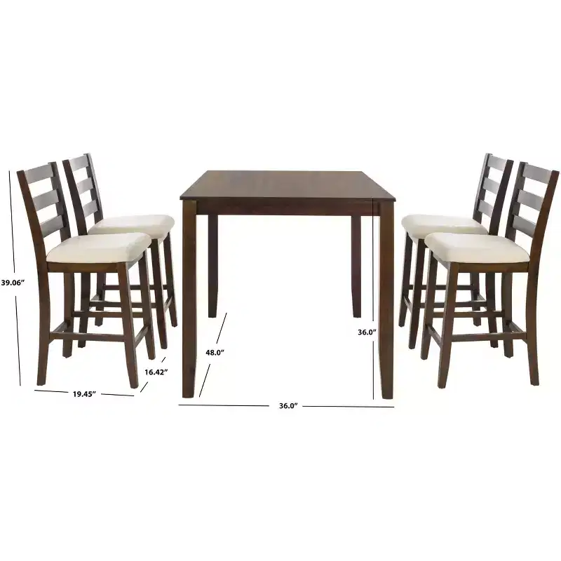 Melvin 5 Piece Pub Set - DNS9200A - Brown/Beige - Safavieh