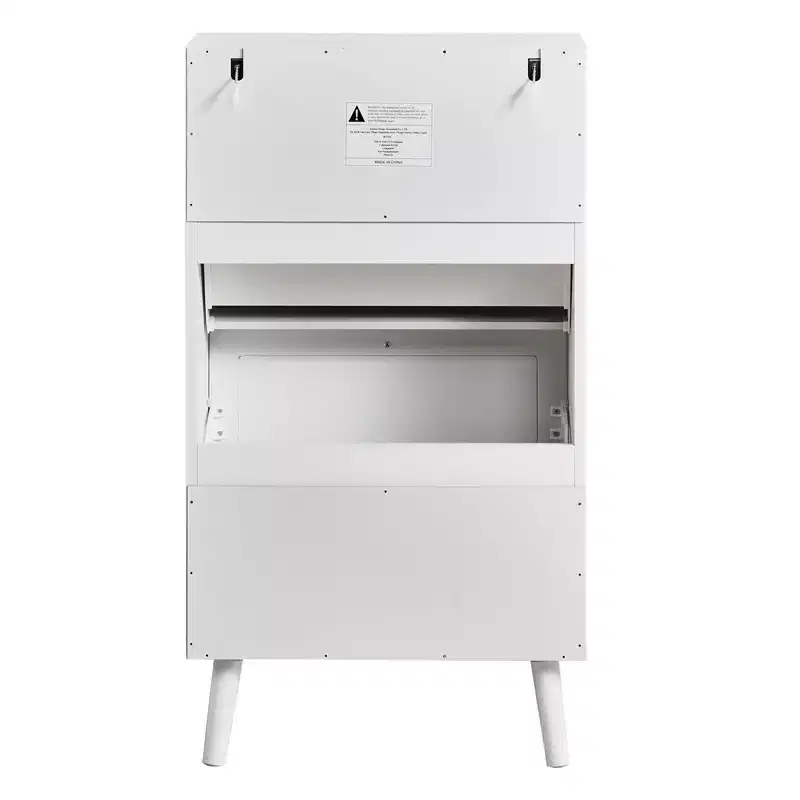 White 2-Door Flip Shoe Cabinet with Rattan Front, Holds 12 Pairs