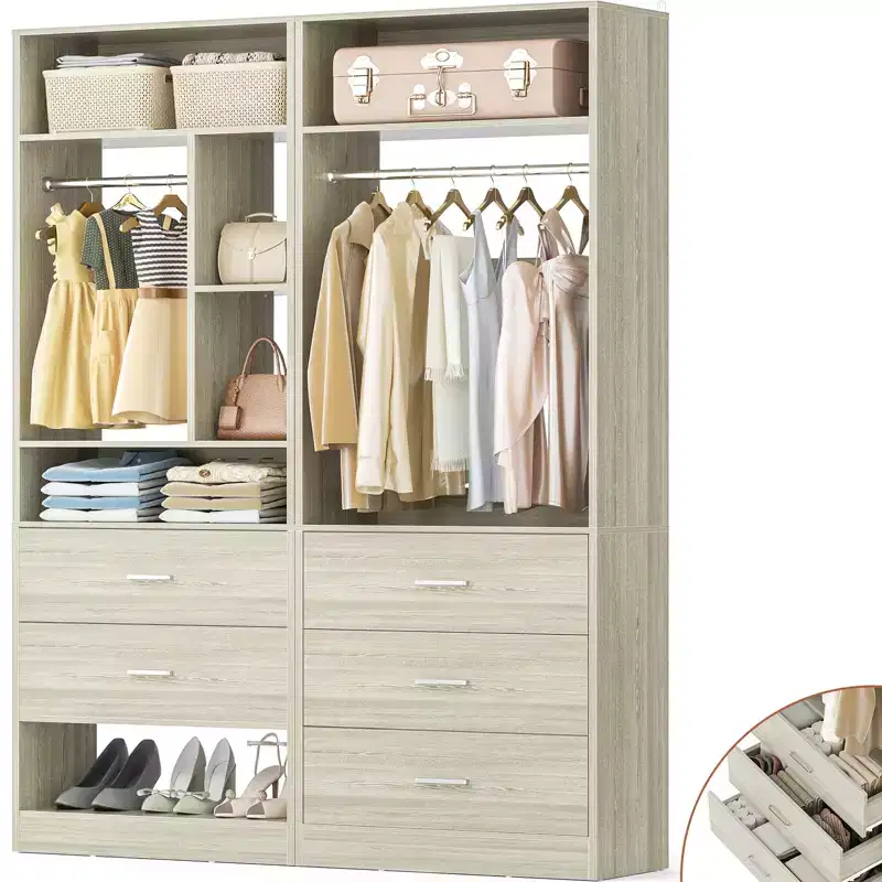 Besiost 48 Closet System with 5 Wood Drawers