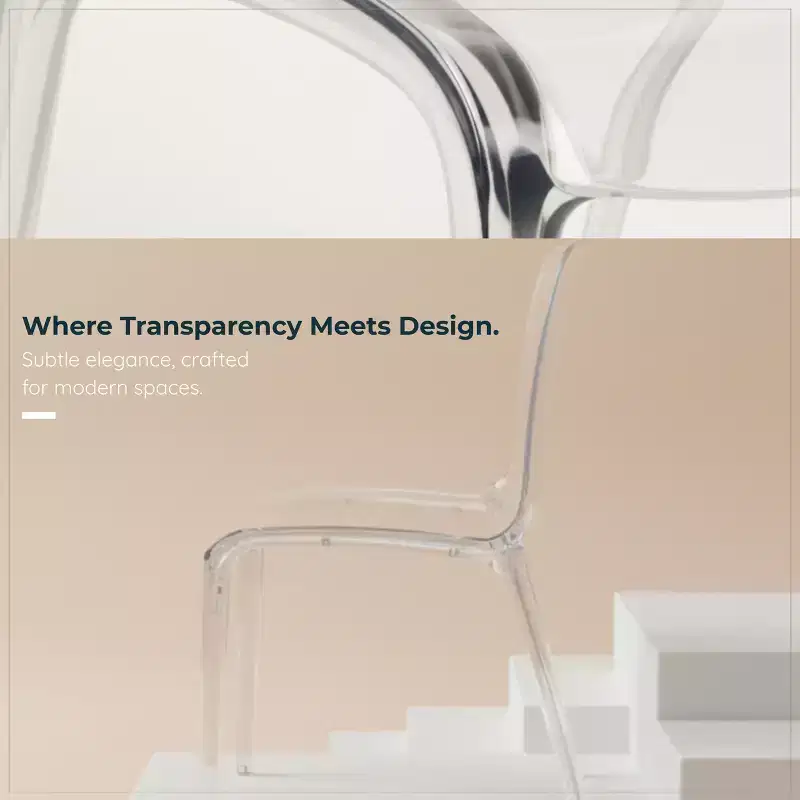 Clear Acrylic Dining Chair Set of 2 Stackable Waterfall Edge Lightweight 275 lbs