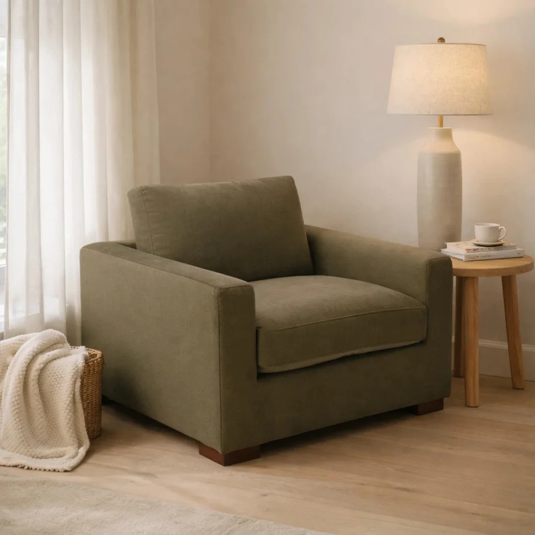 Modern Solid Wood Lounge Chair - Living Room | Matte Finish