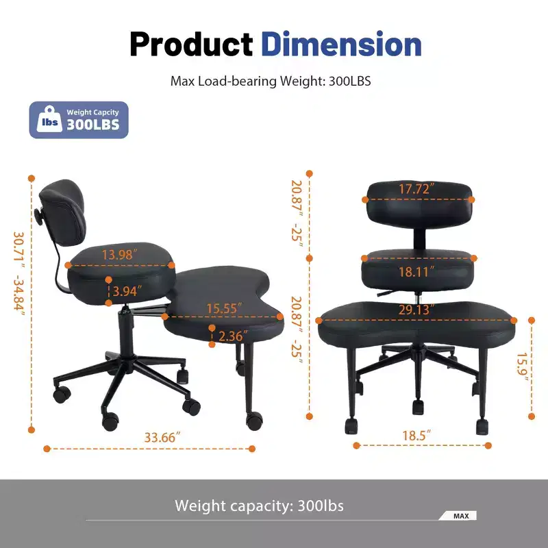 JIONJOY Ergonomic Cross-Legged Meditation & Office Chair - 360 Swivel, Adjustable Height, Multi-Position Seat