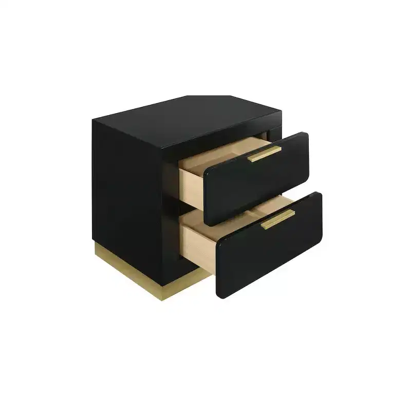 Black & Gold 2-Drawer Nightstand – Single