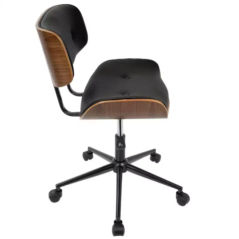 Okak Mid-Century Height-Adjustable Office Chair, Criss Cross Chair with Universe Wheels and Walnut Base, Desk Chair for Home, Office