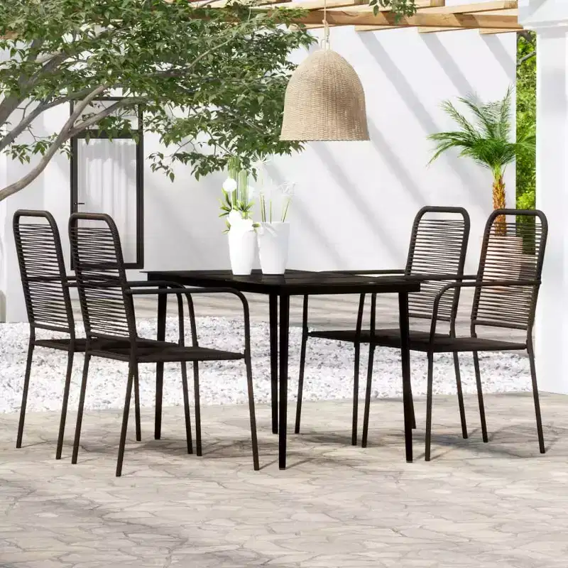 vidaXL Outdoor Dining Set in Cotton Rope and Steel
