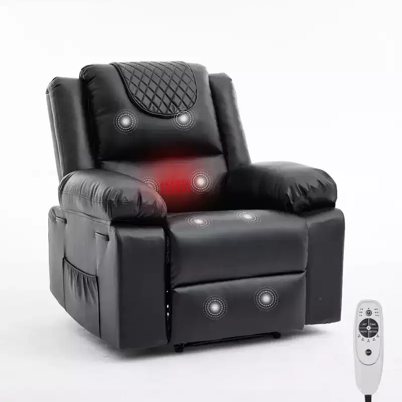 GustoWave Adult Recliner Chair with Heating & Massage, 135 Adjustable Manual Recliner with Side Storage Pockets & Remote Control