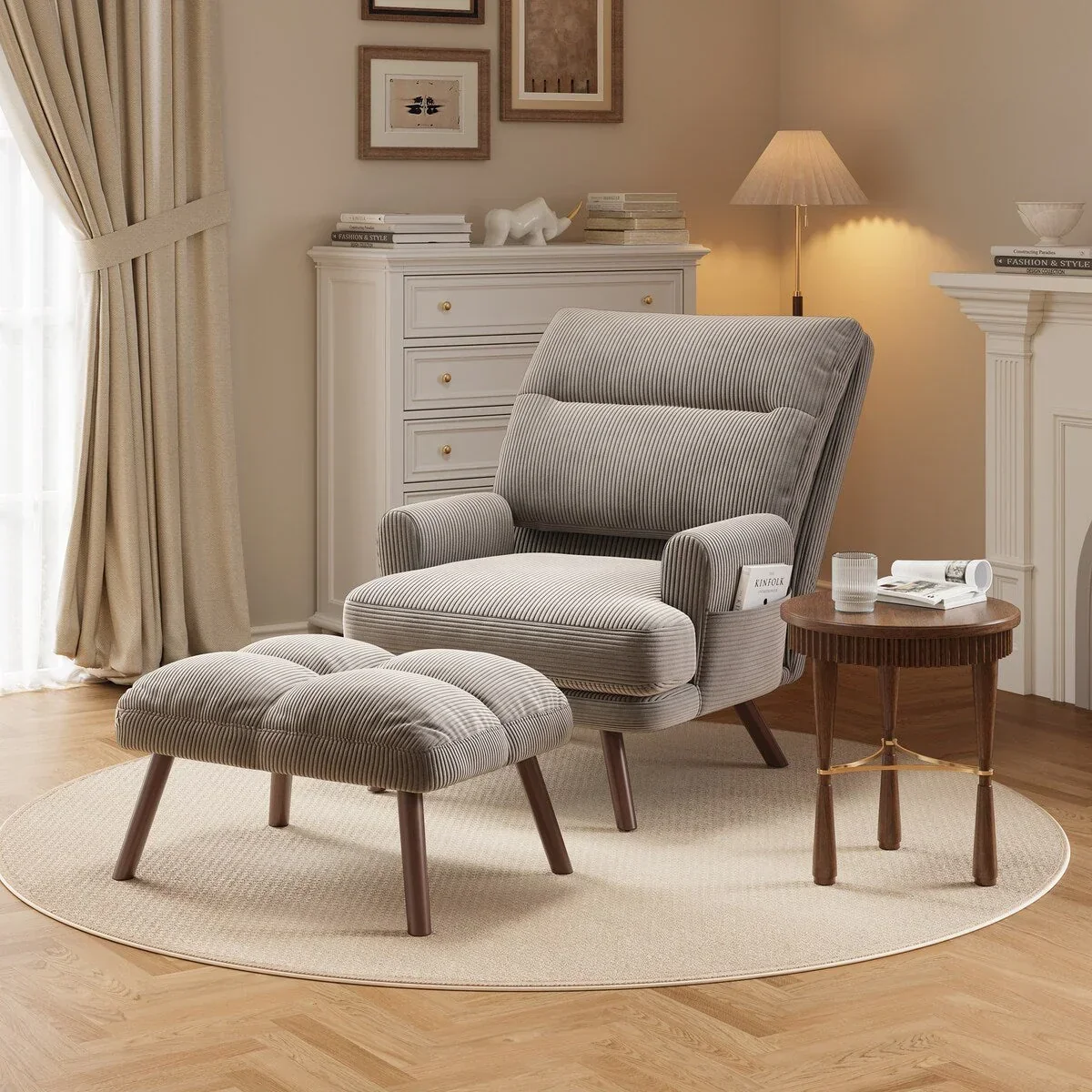 OVIOS Ajustable Recliner Chair with Ottoman