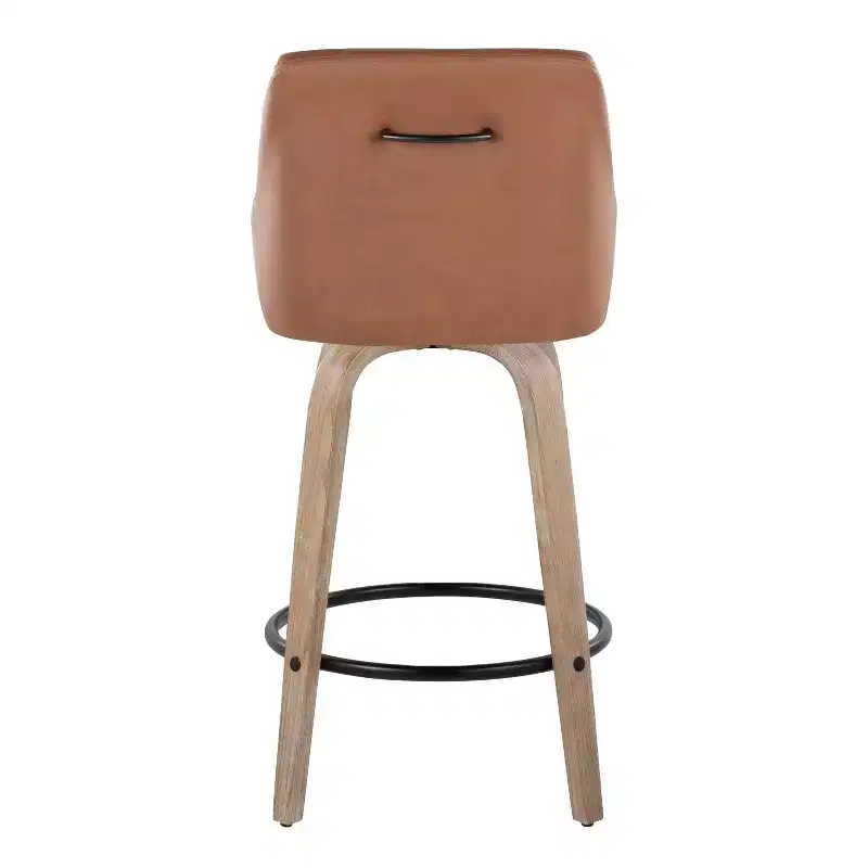 LumiSource Set of 2 Hannah Counter Height Barstools Whitewashed Wood