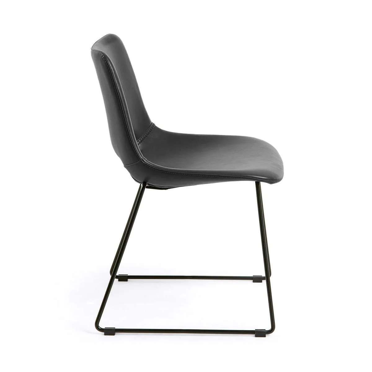 Mid-Century Black Synthetic Leather Dining Chair for Dining Room
