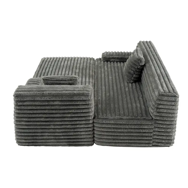 Cloud Sectional Sofa, Modern Upholstered Couch with 2 Throw Pillows, Free-Combined Sofa, Modular Sectional L Shaped Couch
