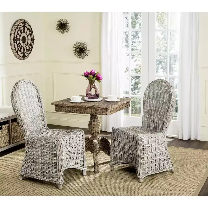 Idola 19 H Wicker Dining Chair () - SEA7004 - White Washed