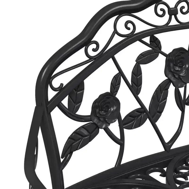 vidaXL Garden Bench Black Cast Aluminum, Cast Iron Medium