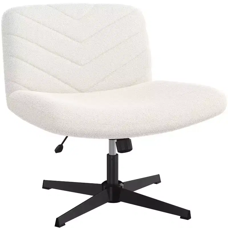 Fabric Swivel Desk Chair - Armless, Adjustable Height, Wide Seat, 300 lb Capacity