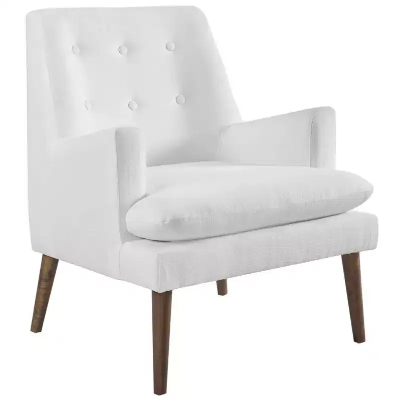 Leisure Upholstered Lounge Chair White - Modway: Mid-Century Modern, Bedroom Accent, High-Density Foam