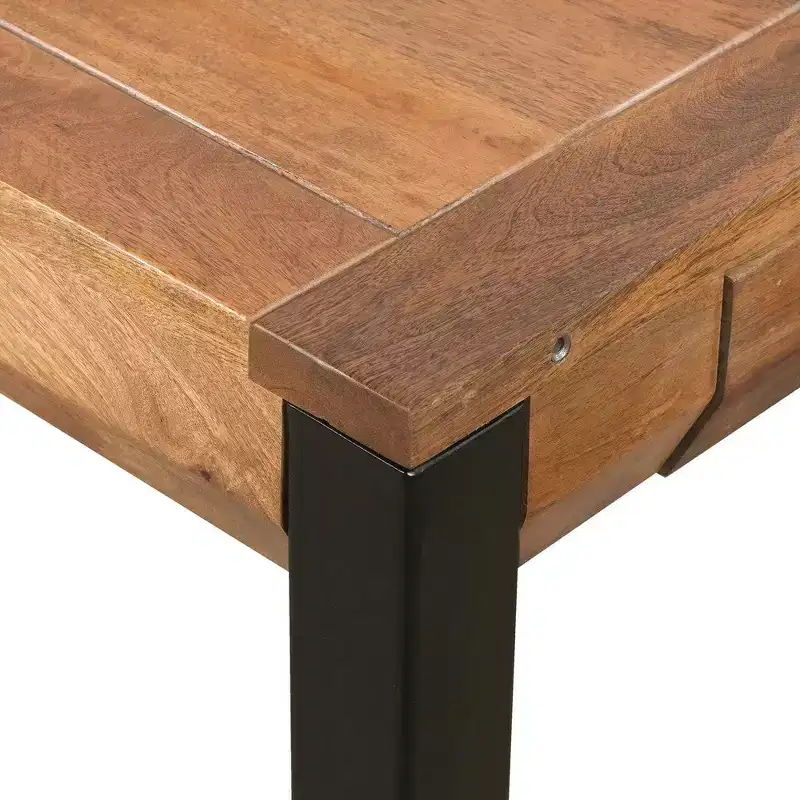 Brown & Black Extendable Rectangular Dining Table – Seats 6–8