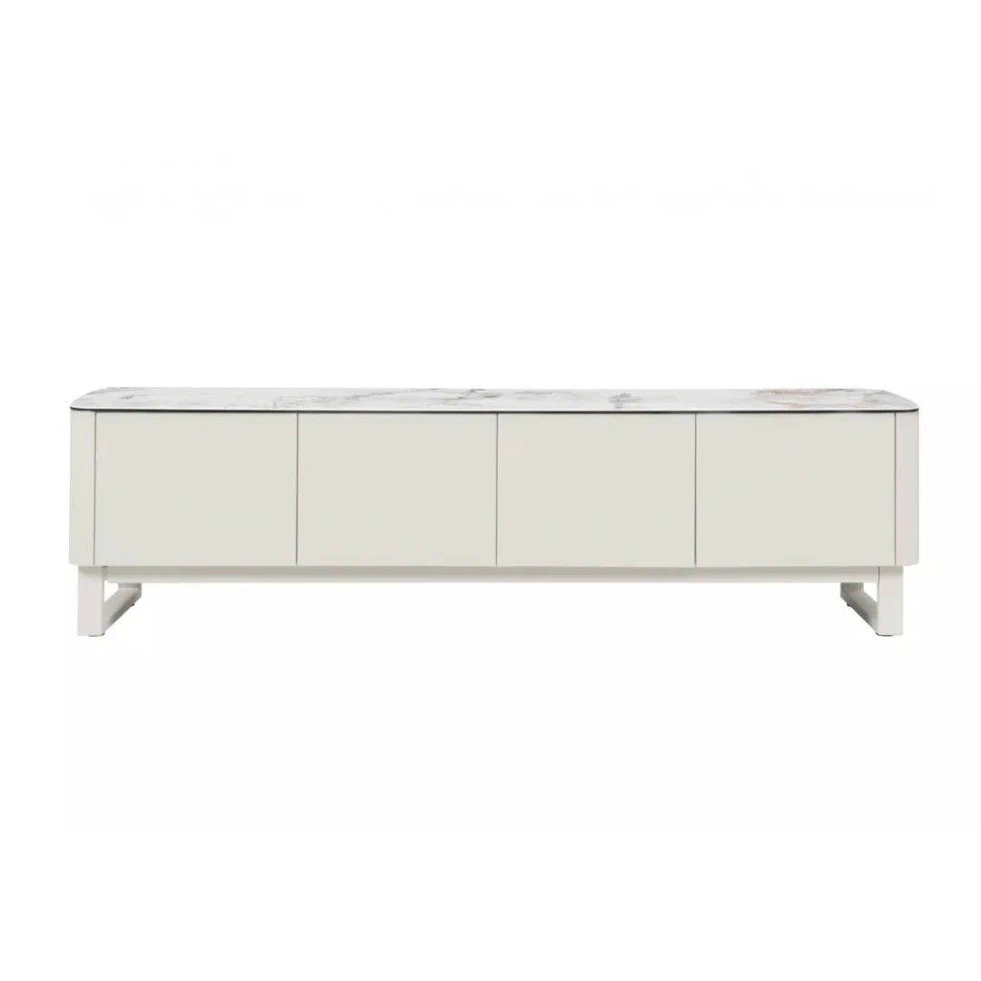 Modern Ivory Marble Buffet Cabinet for Living Room
