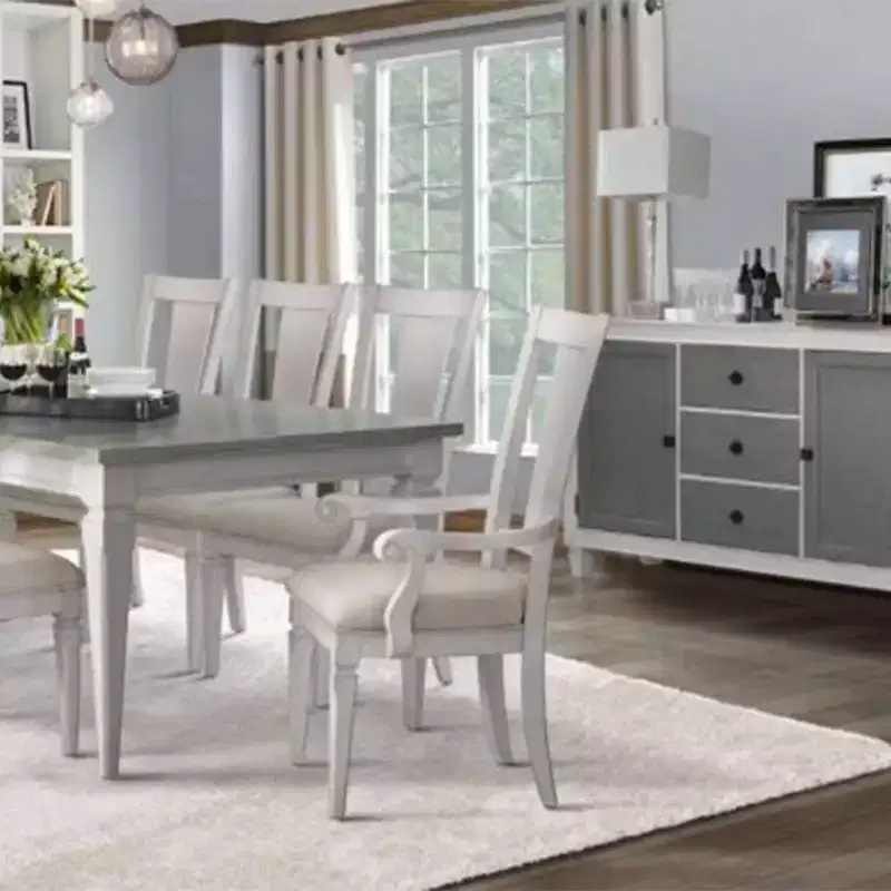 Acme Furniture Katia Dining Chair Light Gray Linen/Weathered White Finish