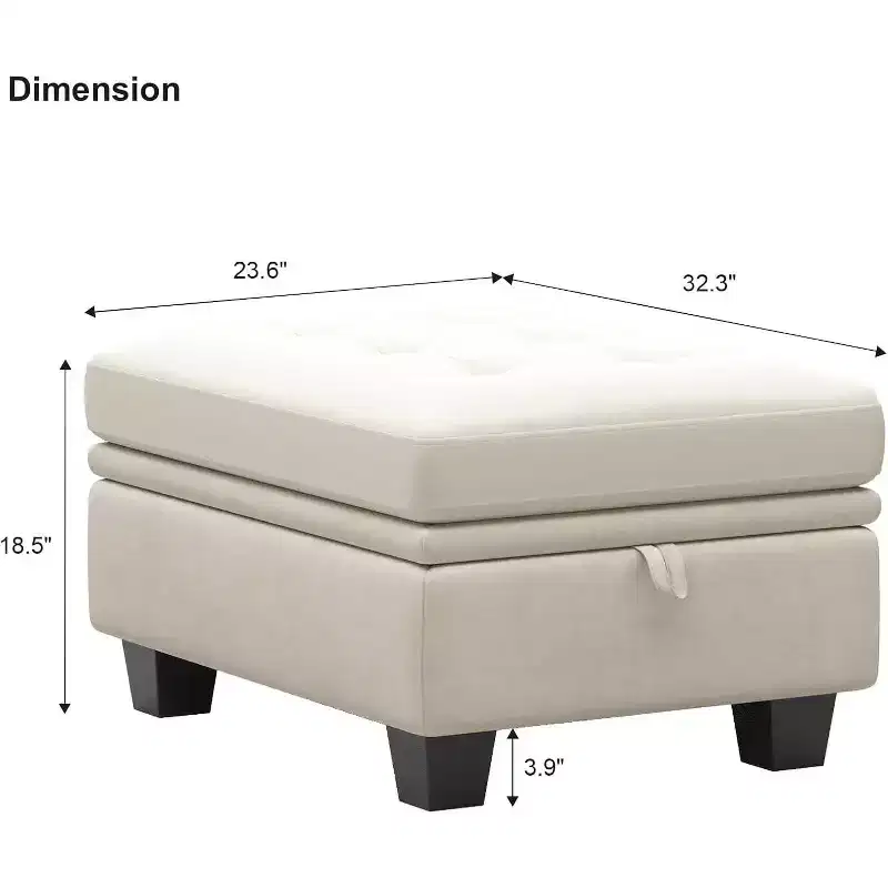 Belffin Modular Velvet Tufted Small Ottoman