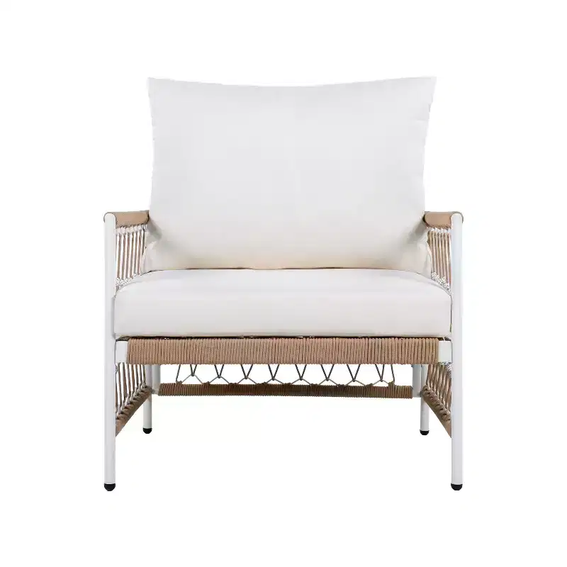 Christopher Knight Home Miles Bohemian Patio Lounge Chair with Handwoven Rope and Cushions (Set of 2)