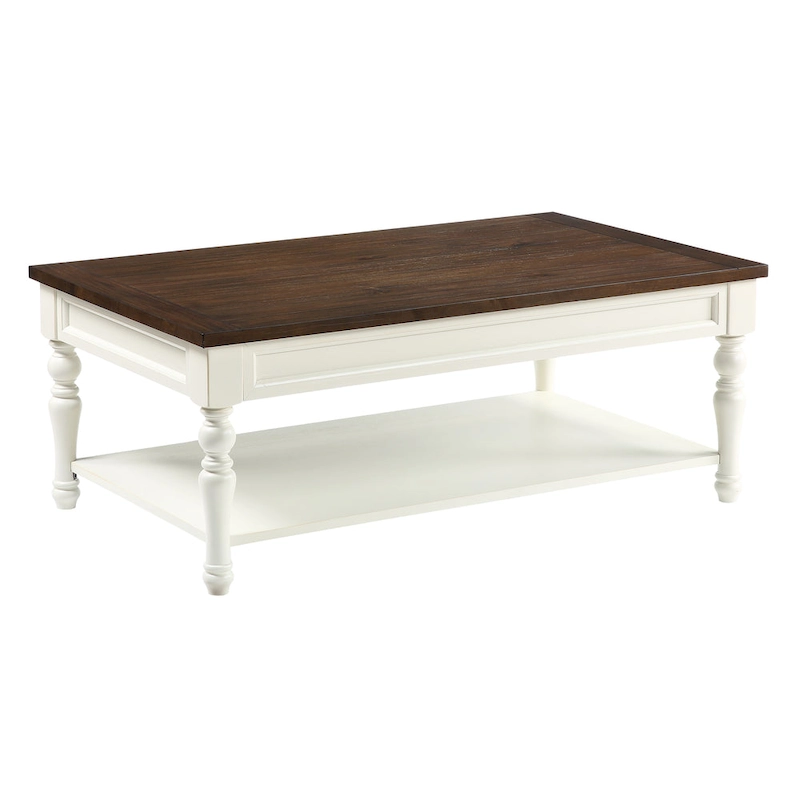 Steve Silver Jillian Ivory and Mocha Wood Coffee Table with Casters