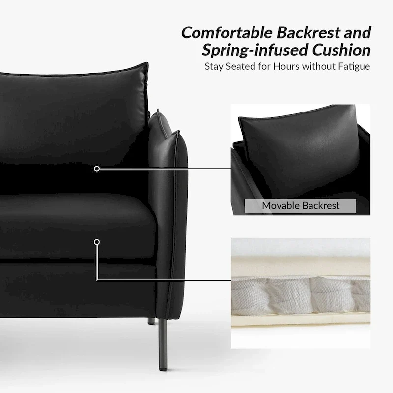 Christopher Modern Anti-scratch Fabric Armchair with Black Metal Legs Set of 2 by HULALA HOME