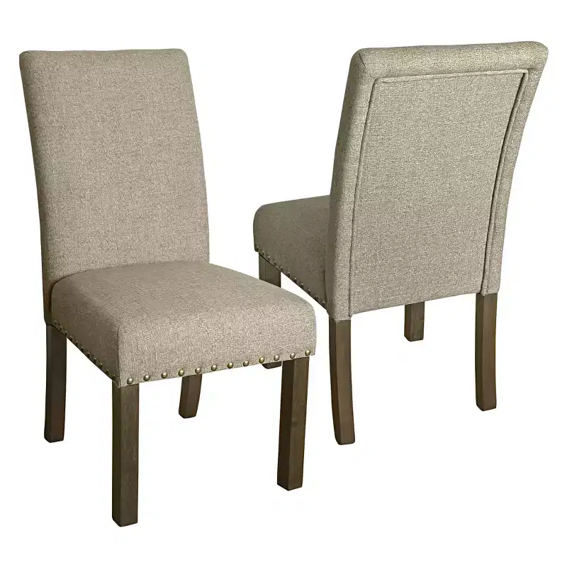 Set of 2 Michele Dining Chair with Nailhead Trim Linen - HomePop