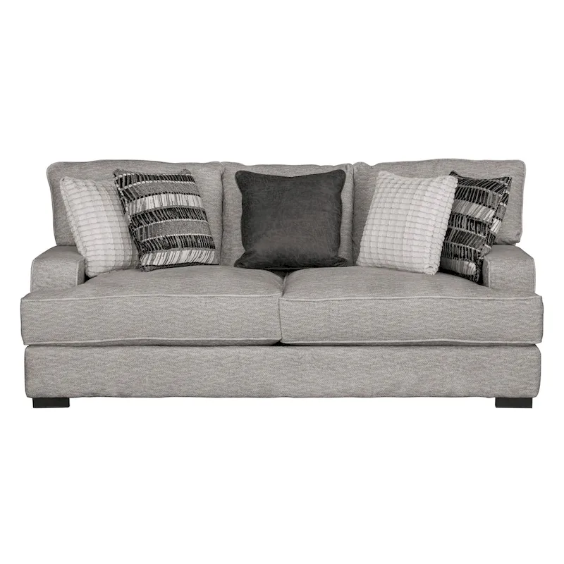 Aiden Contemporary Track Arms Sofa with Loose Back Pillows and Wooden Legs