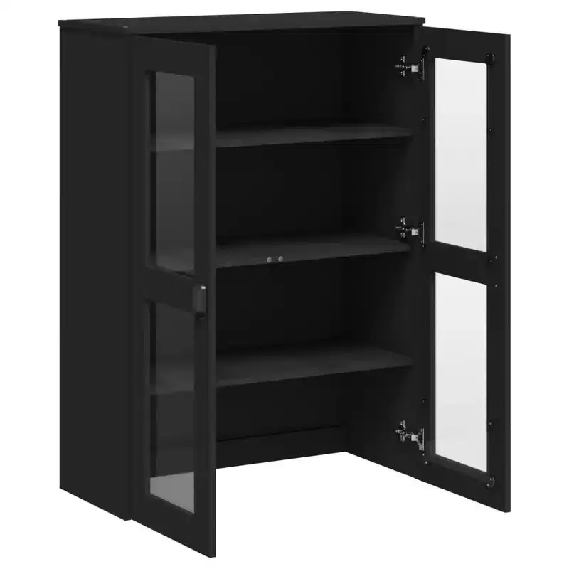 Industrial Highboard Top with 3 Shelves & Frosted Glass Doors – Anthracite