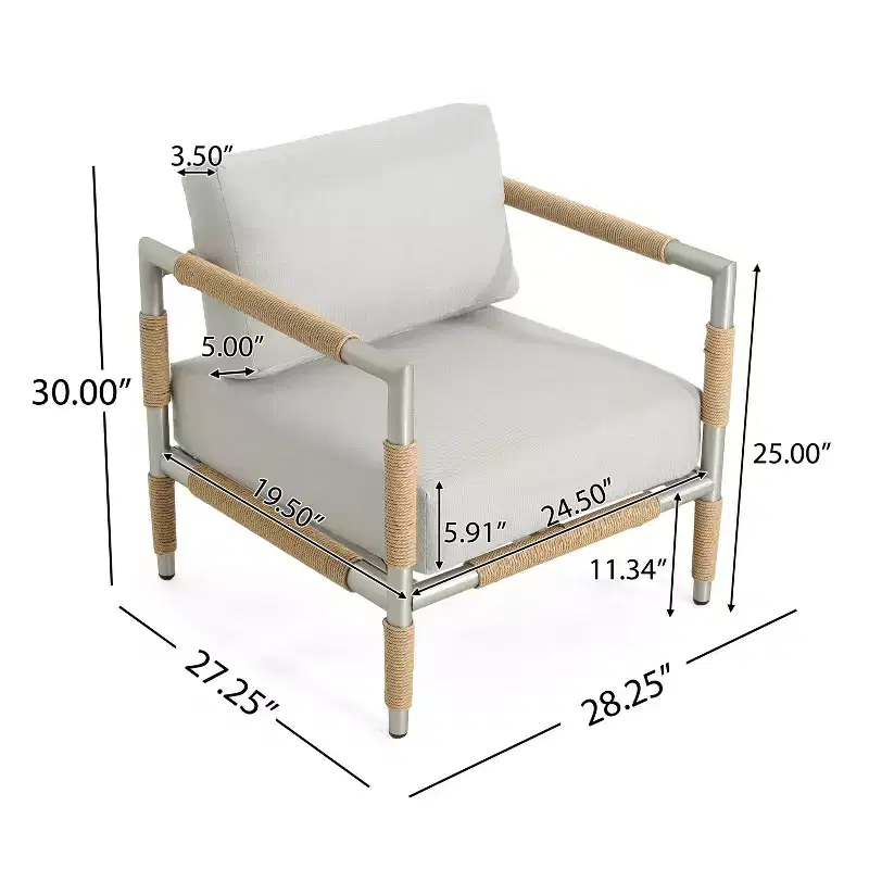 Christopher Knight Home Wevin Aluminum Chair with Cushions, Light Grey