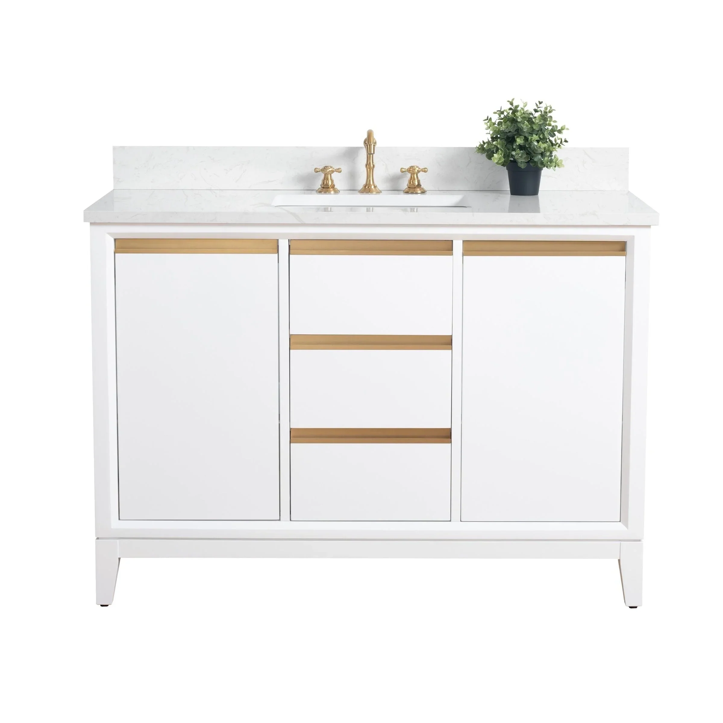 Vanity Art Bathroom Vanity with Ceramic Sink and Engineered Marble Top