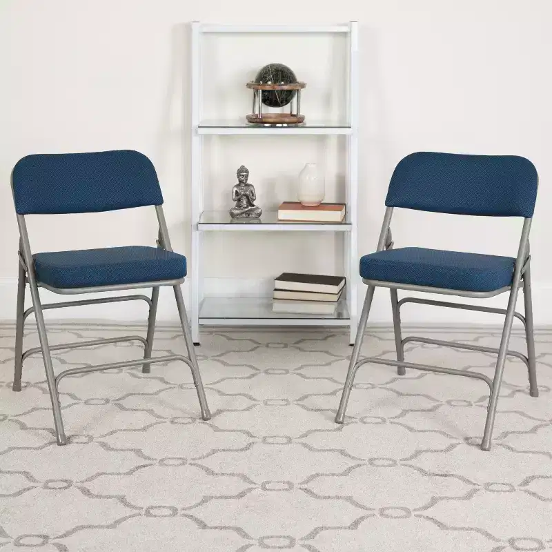 Flash Furniture 2 Pack HERCULES Series Premium Curved Triple Braced & Hinged Fabric Upholstered Metal Folding Chair