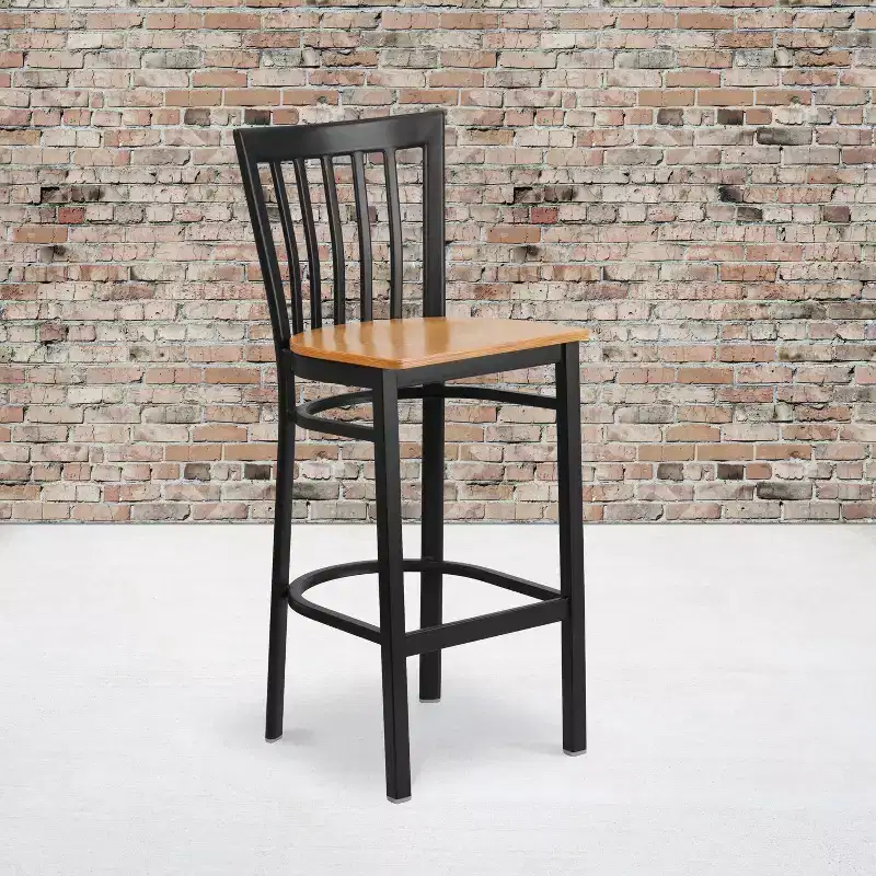School House Back Metal Restaurant Barstool, Set of 2