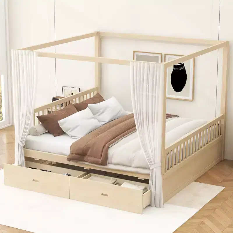 Callahan Wooden Canopy Bed with Storage Drawers