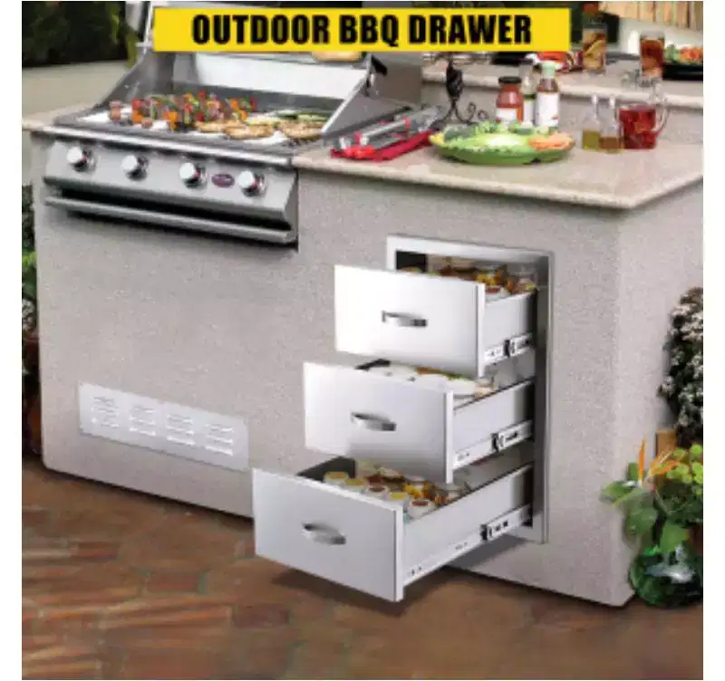 Stainless Steel 3-Drawer Cabinet with Ventilation Panels