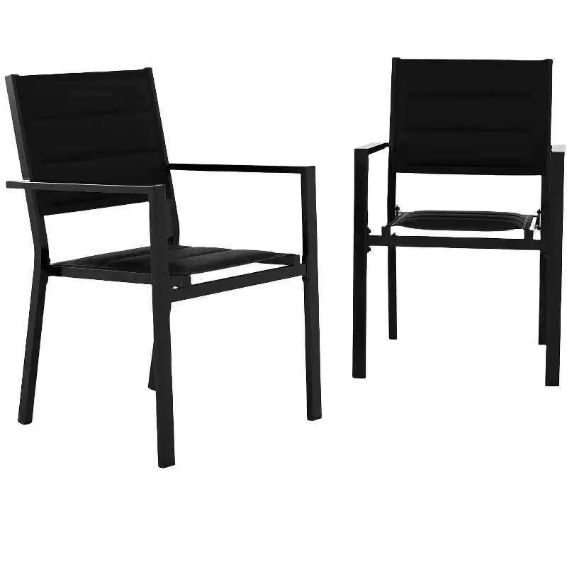 COZONY 4 PCS Outdoor Dining Chairs Set  Weather-Resistant Patio Chairs with Armrests, Metal Frame for Lawn, Deck, Balcony & Poolside