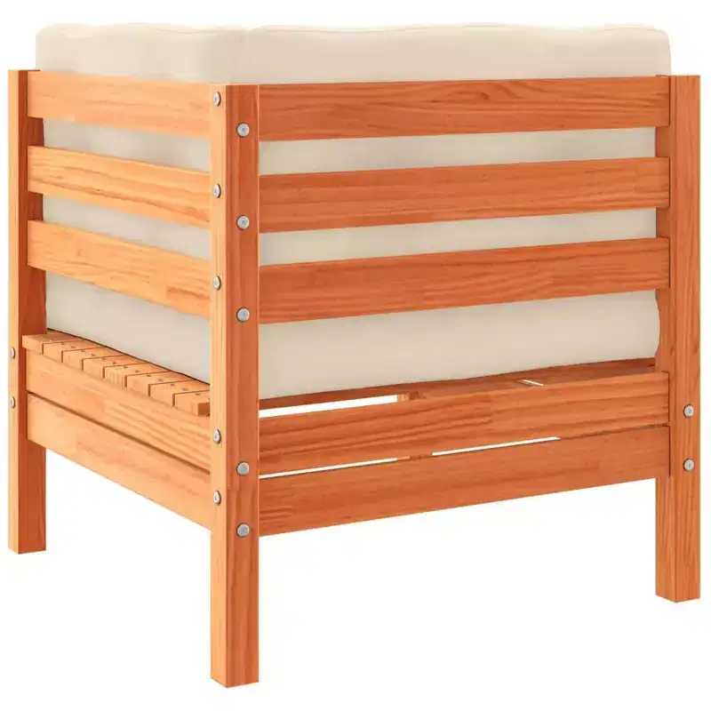 vidaXL Garden Sofa Set Wax brown, Cream Solid pine wood Large Modular