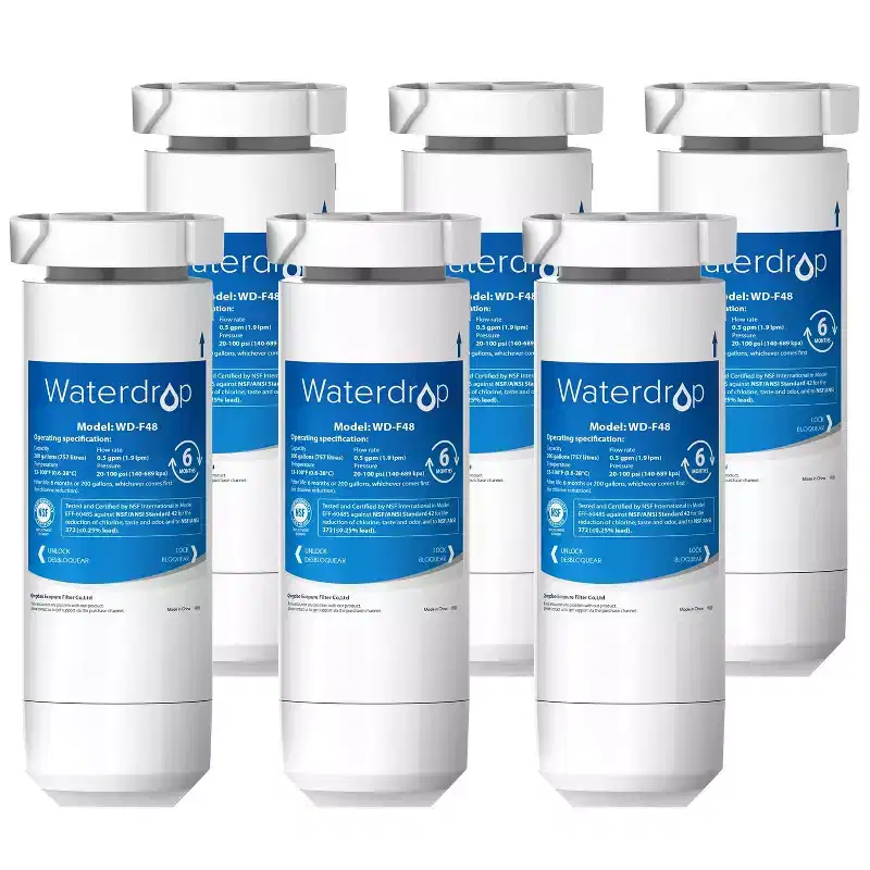 Waterdrop XWF Water Filter for GE XWF Refrigerator, Replacement for GE XWF, WR17X30702, 6 Filters(NOT XWFE)