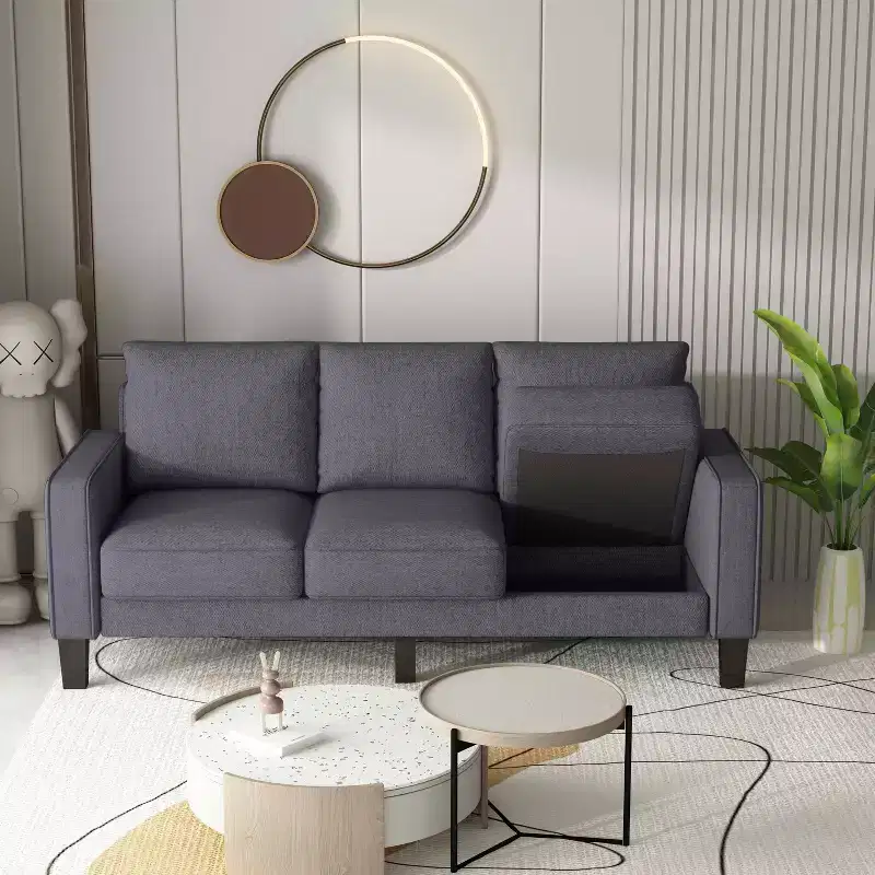 Modern Sturdy Sofa with Solid Wood & Metal Frame, Removable Under-Seat Storage Box, Easy Assembly