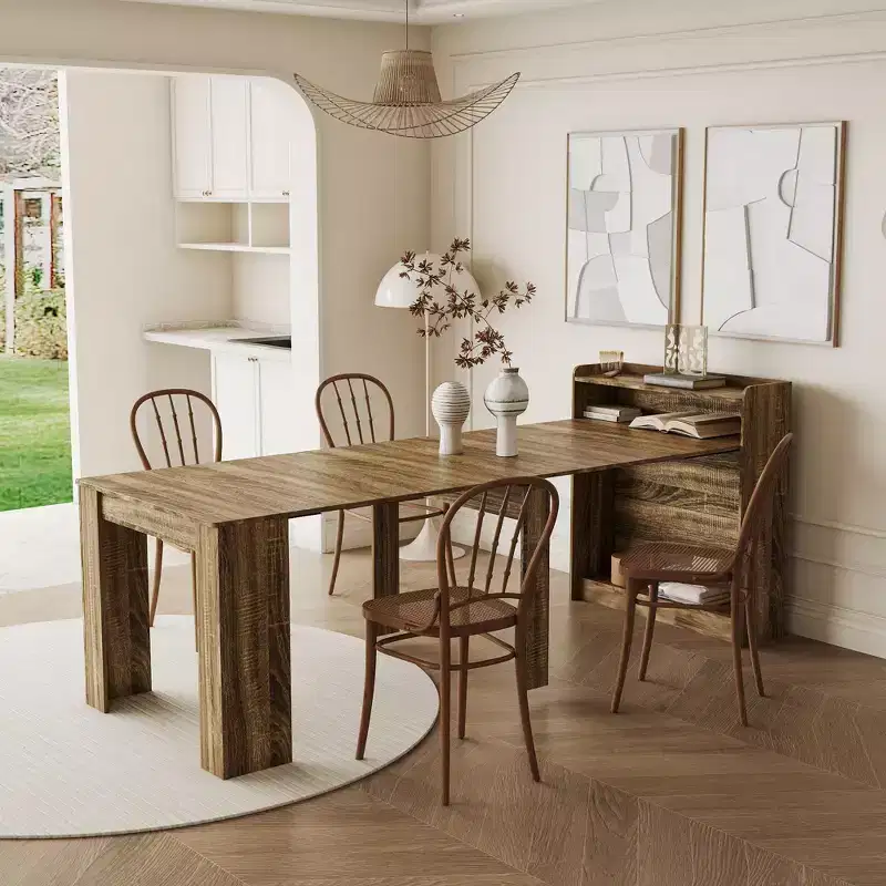 TUYOHW Wooden Dining Table for 6-8,Extendable Cnsole Table with Storage,Space-saving & Versatile Table for Living Room,Small Space,Apartment