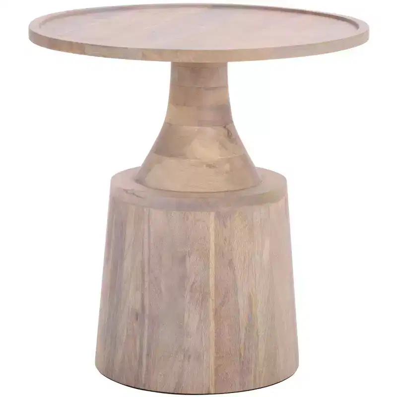 Round Accent Table - White Washed