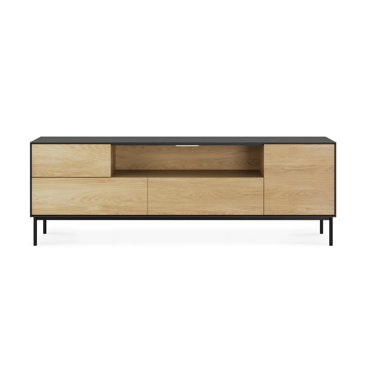Oak Oak Entertainment Cabinet with Storage for Living Room