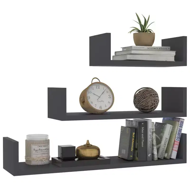 Shelf Black Engineered wood Large Wall-mounted